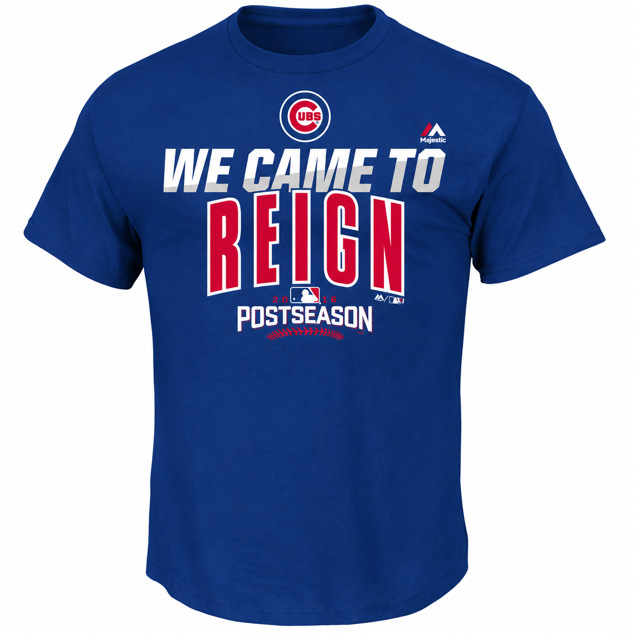 Youth Chicago Cubs Majestic Royal 2016 Postseason Authentic Collection "We Came to Reign" T-Shirt