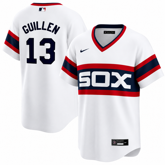 NIKE Men's Ozzie Guillen Chicago White Sox 1983 Home White Premium Lettering Replica Jersey