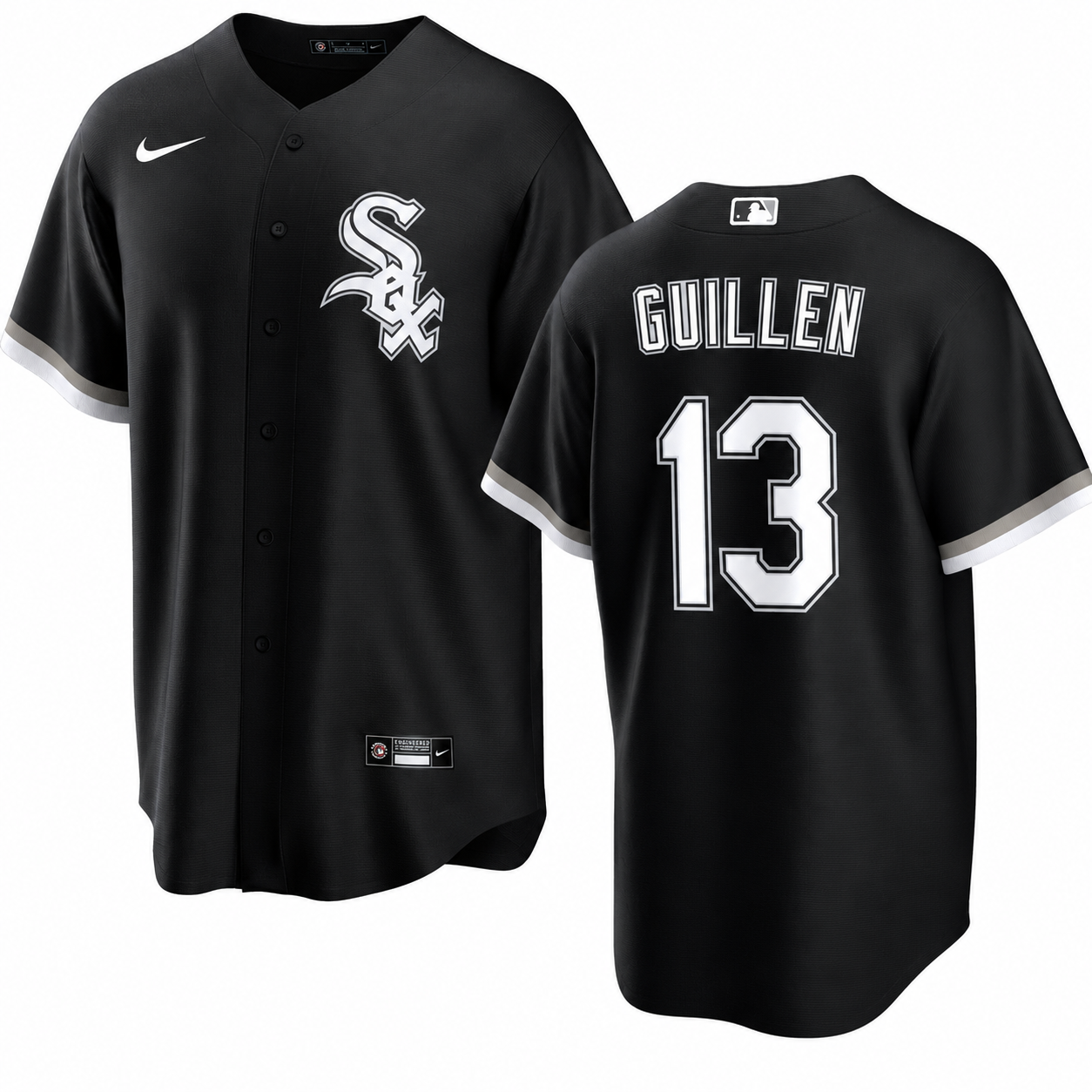 NIKE Men's Ozzie Guillen Chicago White Sox Black Alternate Premium Twill Replica Jersey