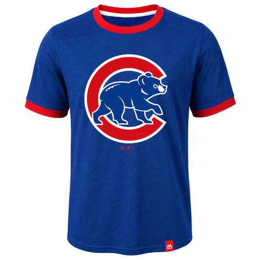 Youth Chicago Cubs Baseball Stripes Ringer Tee By Majestic