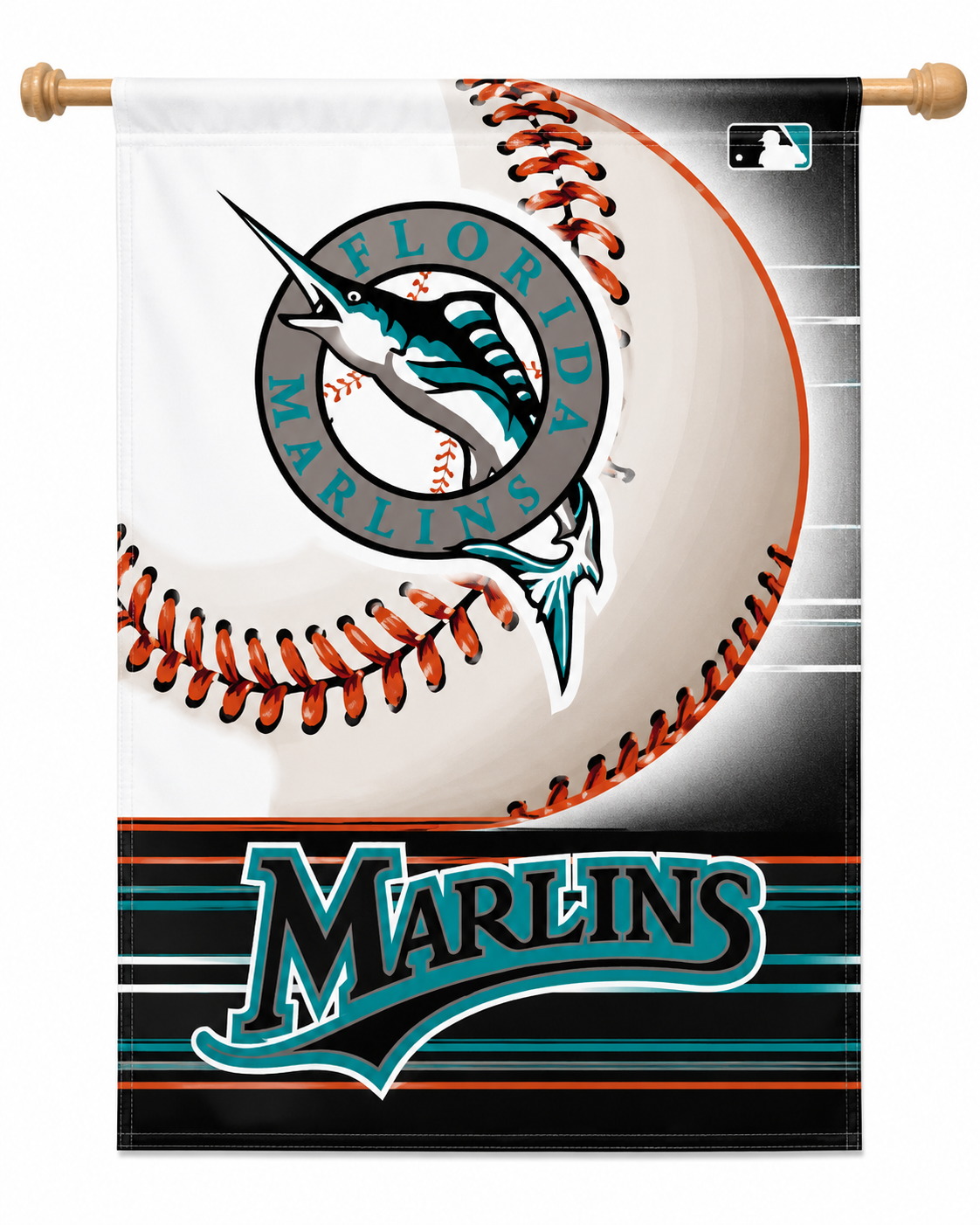 Florida Marlins Throwback Retro Logo Vertical Flag