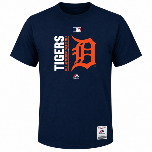 Men's MLB Detroit Tigers Majestic Navy Authentic Collection Team Icon T-Shirt
