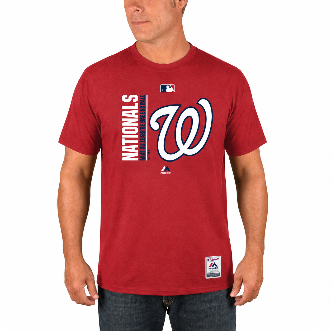 Men's MLB Washington Nationals Majestic Red Authentic Collection Team Icon T-Shirt