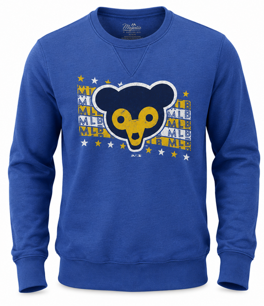 Men’s Chicago Cubs 1969 Logo Cooperstown Collection Triblend Fleece Crew Neck Sweatshirt