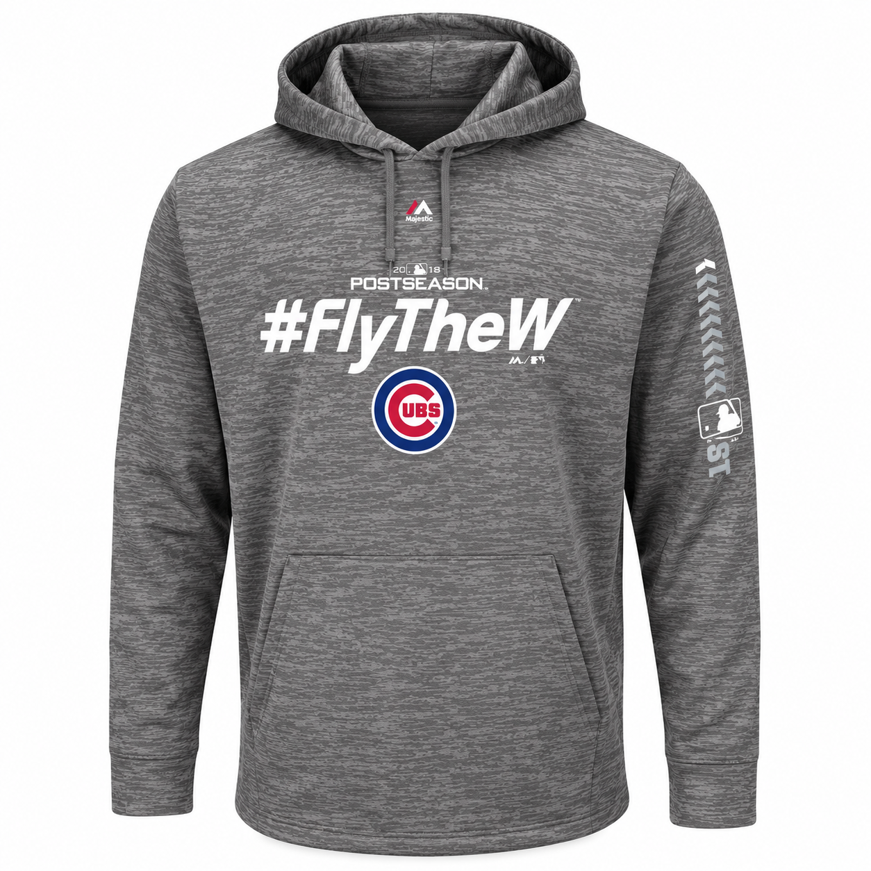 Men's Chicago Cubs Majestic Gray 2018 Postseason Authentic Collection Streak Fleece Pullover Hoodie