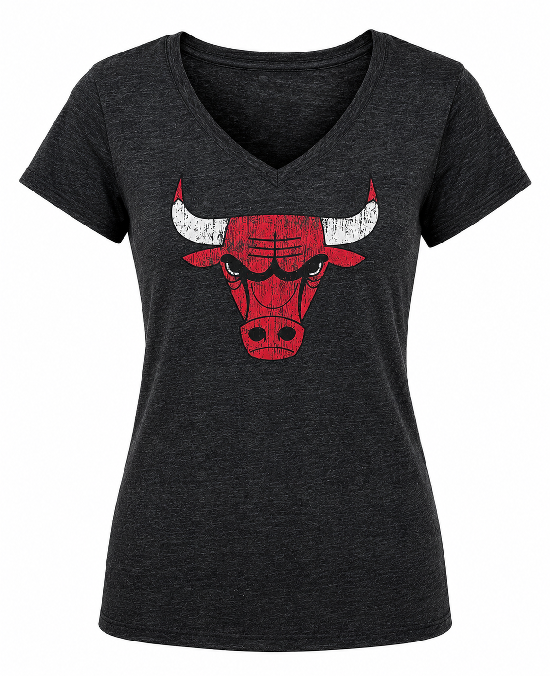 Chicago Bulls Tri Blend Distressed Logo Tee