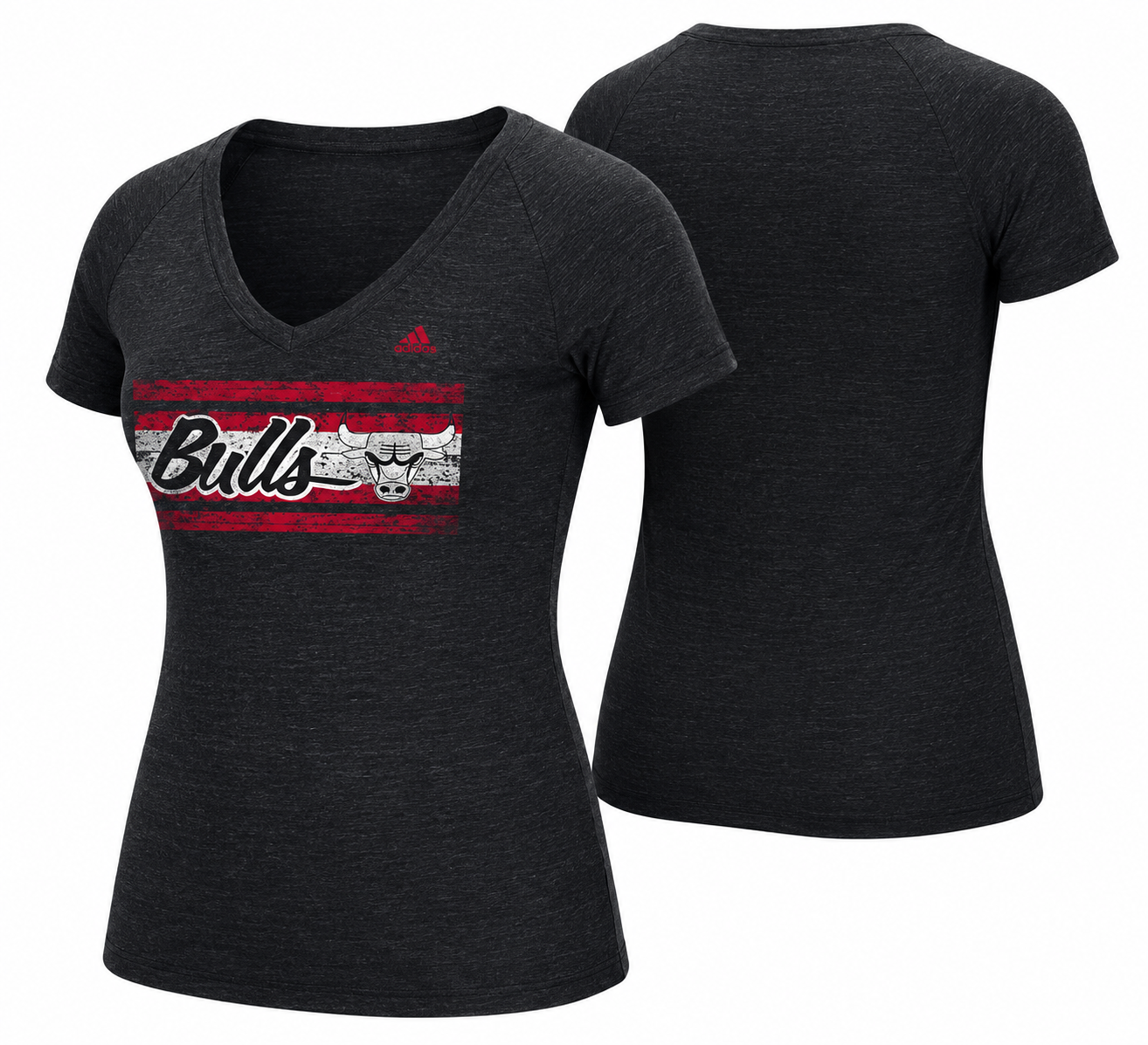 Womens Chicago Bulls Woodgrain Strip Tri-Blend T-Shirt