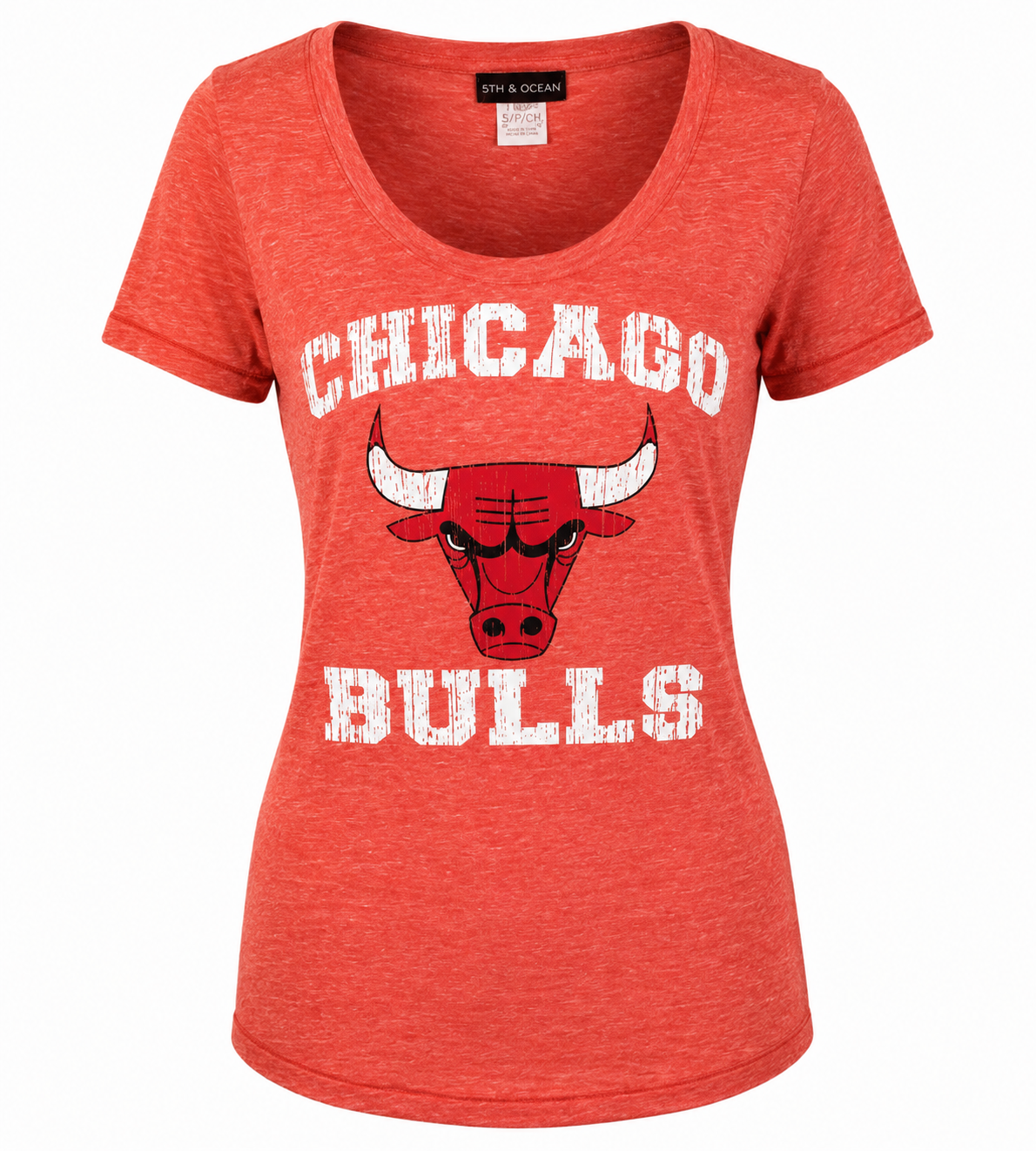 Womens Chicago Bulls Distressed Logo Tee