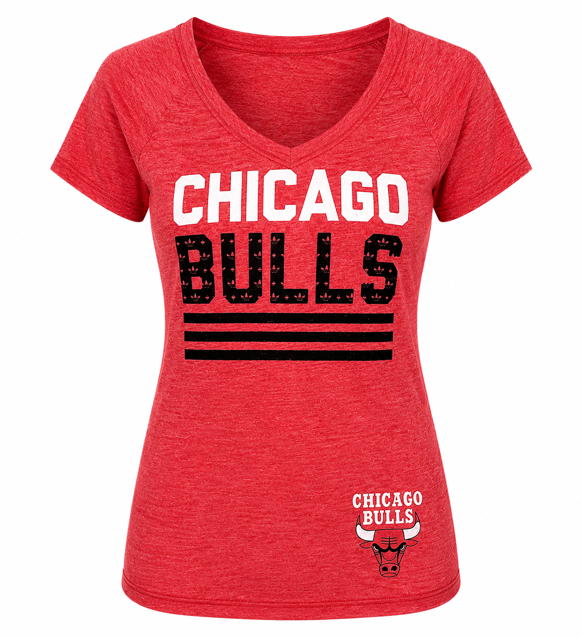 Womens Chicago Bulls BackCourt S/S V-Neck Tri blend Tee