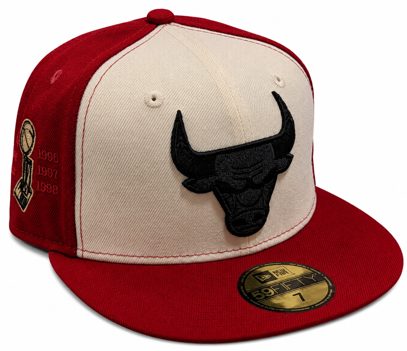Chicago Bulls New Era Off White/Red 59FIFTY Fitted Hat
