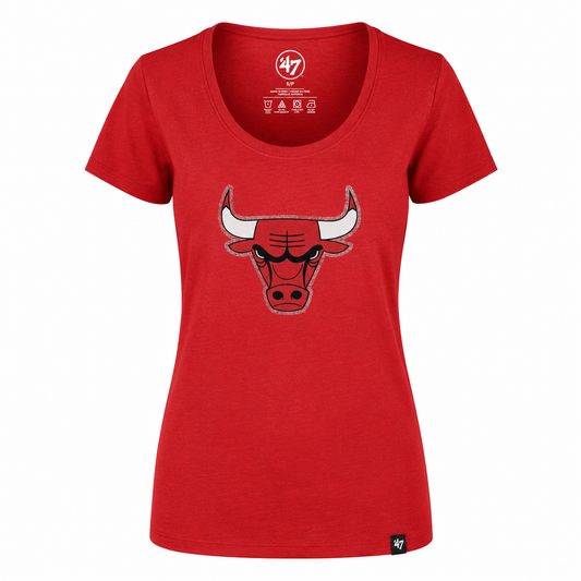 Womens Chicago Bulls Red '47 NBA Halo Club Scoop Neck Short Sleeve T-Shirt