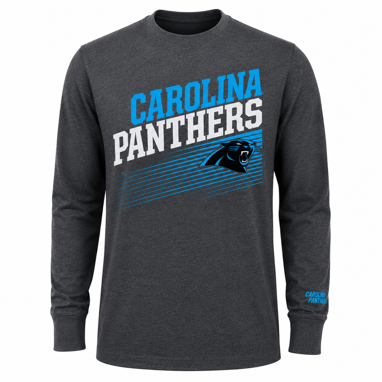Men's Carolina Panthers Majestic Charcoal Shed Blockers Long Sleeve T-Shirt