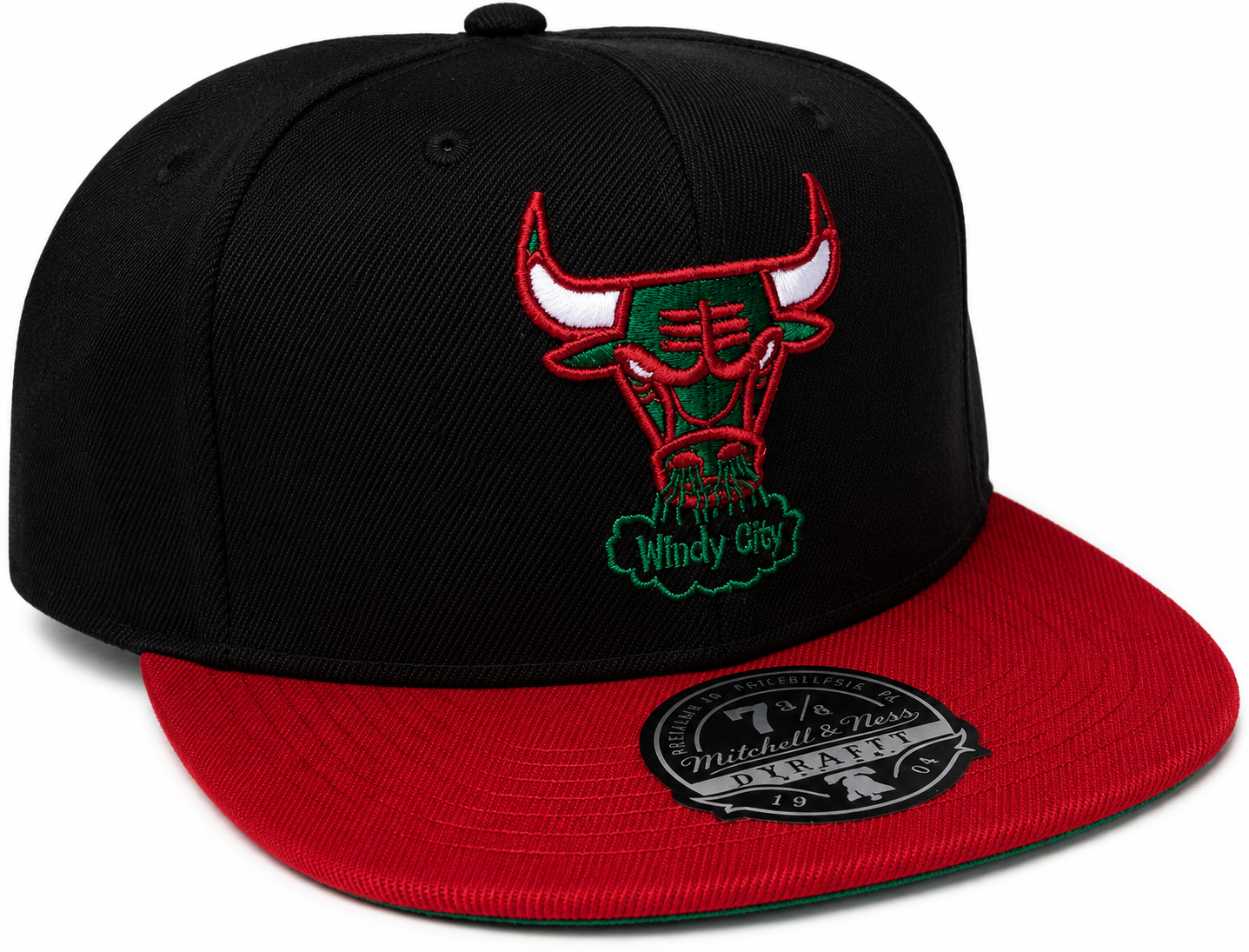 Men's Chicago Bulls Mitchell & Ness Hardwood Classics 2 Tone Black/Red Reload 2.0 Dynasty Fitted Hat
