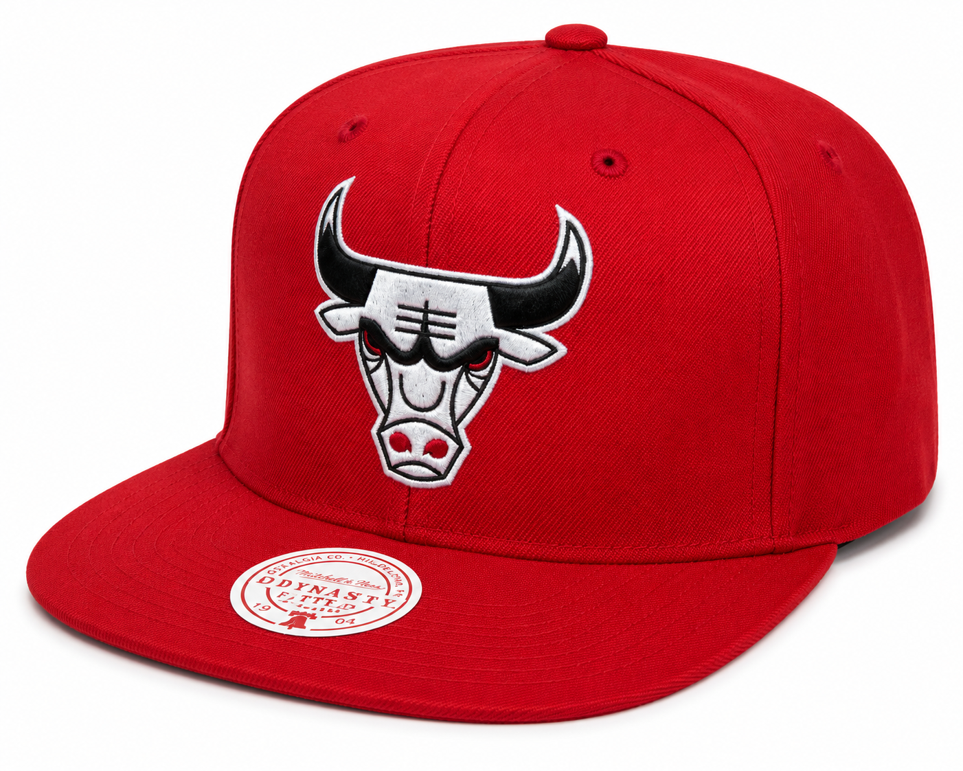 Mens NBA Chicago Bulls White Logo Team Ground Red Snapback Hat By Mitchell And Ness