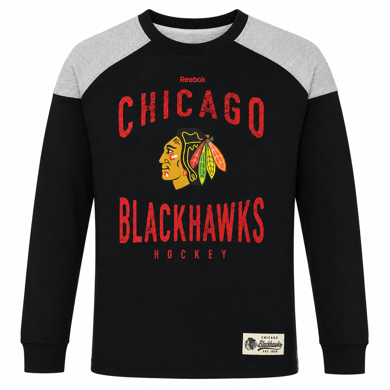 Reebok NHL Youth Chicago Blackhawks Scratched Out Team L/S Tee