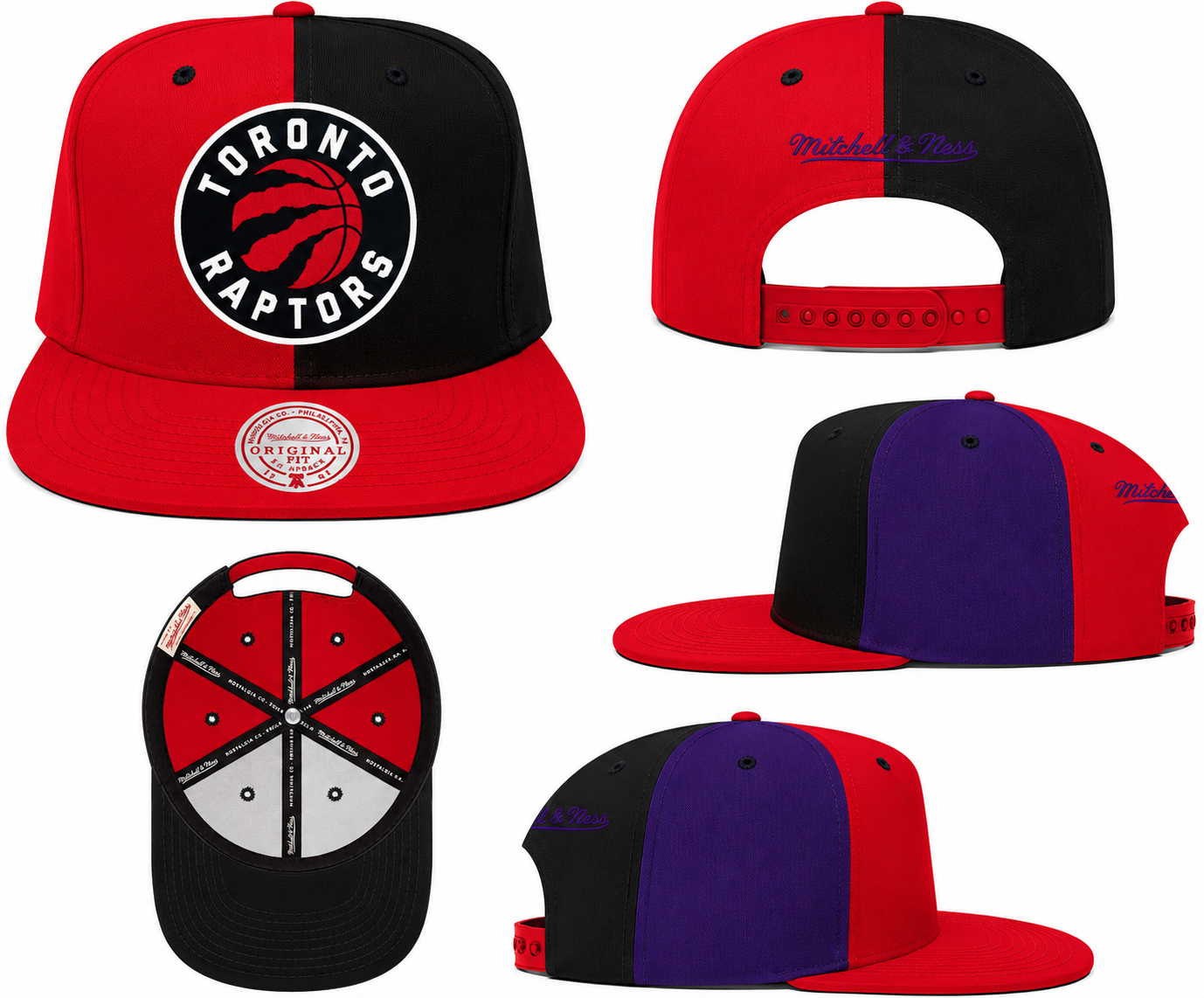 Men's Toronto Raptors Mitchell & Ness NBA Pinwheel Snapback Hat-Current Logo