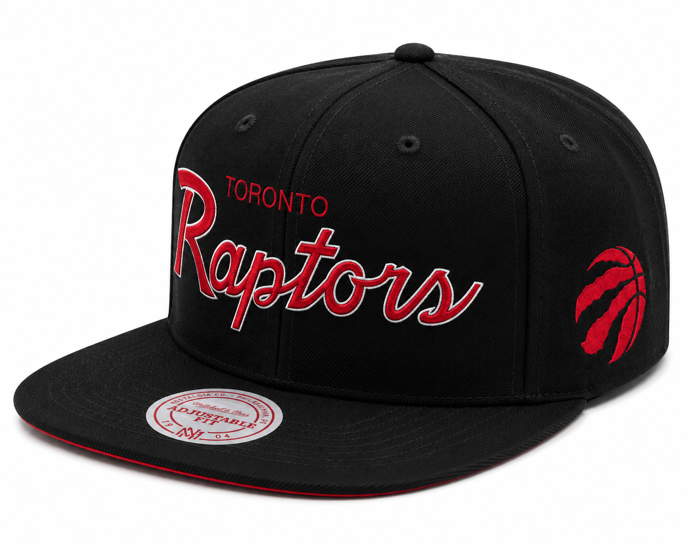 Mens NBA Toronto Raptors Black Foundation Script Snapback Hat By Mitchell And Ness