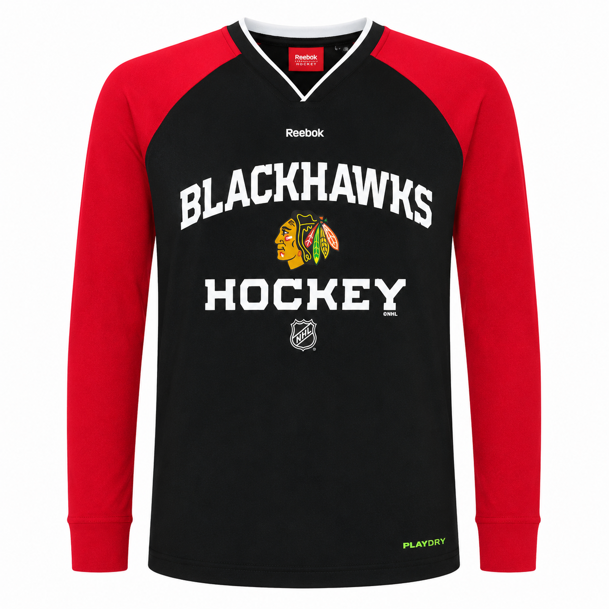 Chicago Blackhawks NHL Youth Black Reebok PlayDry Long Sleeve Shirt