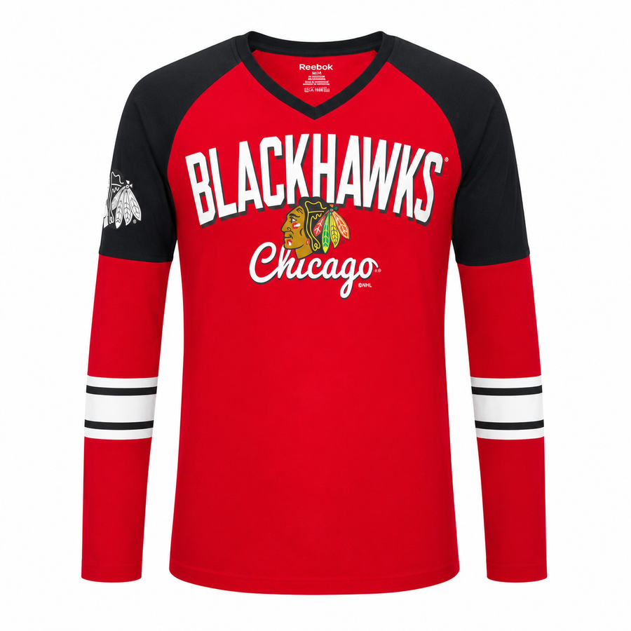Girls Youth Chicago Blackhawks Goalie Girl Long Sleeve V-Neck Tee