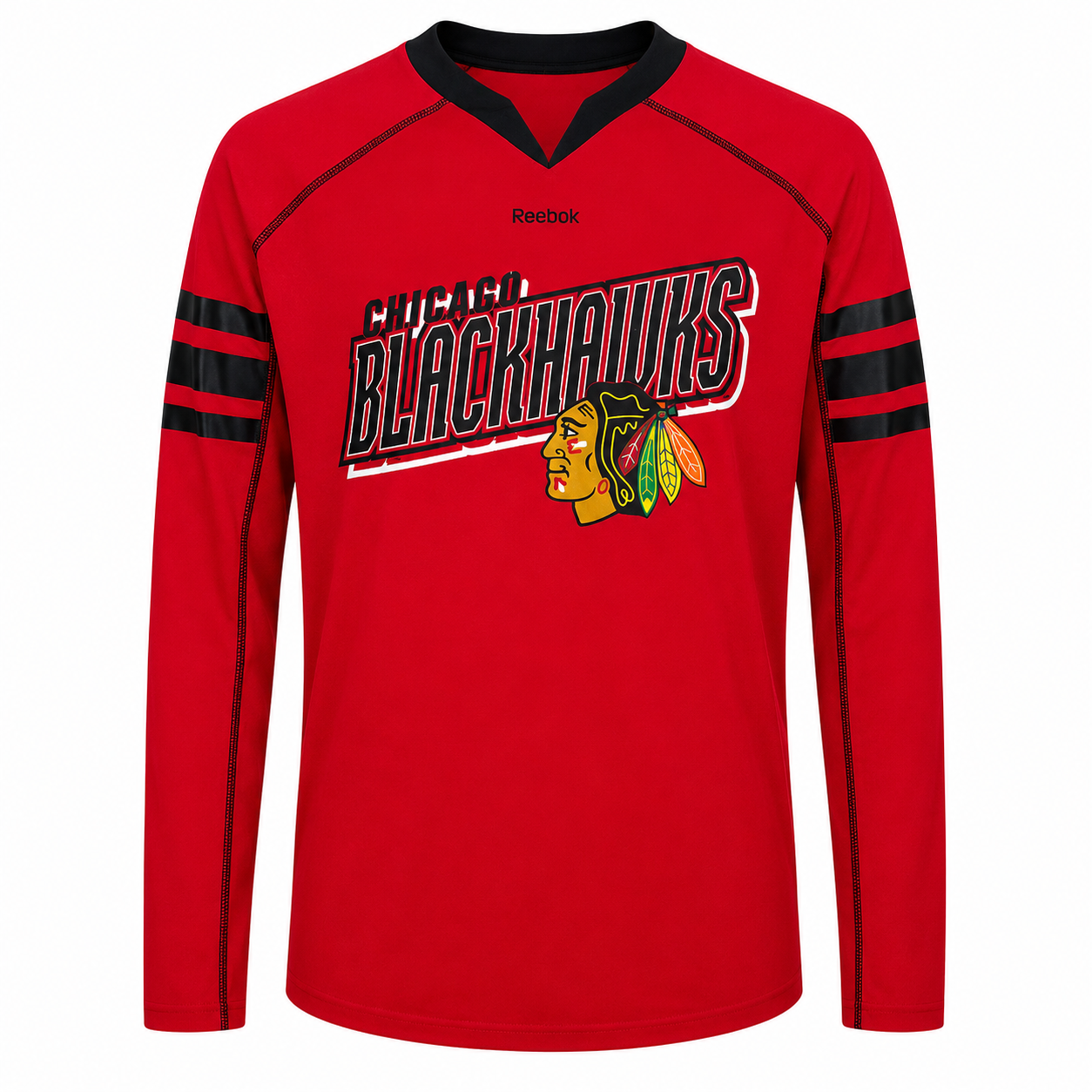 Youth Chicago Blackhawks Red Long Sleeve Jersey Tee By Reebok