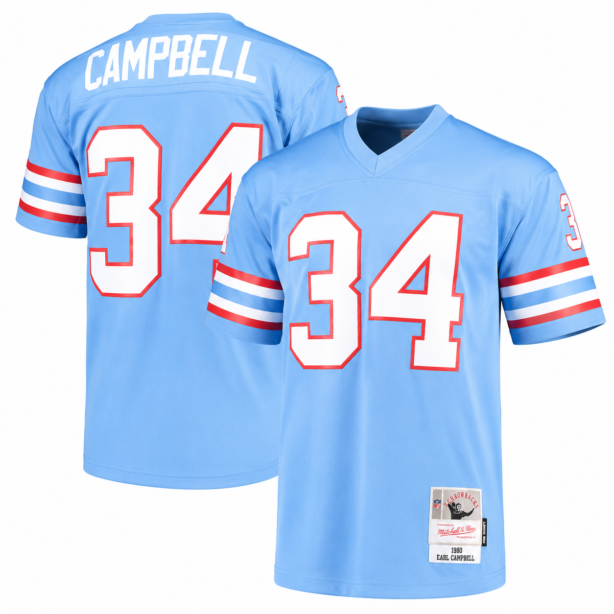 Men's Houston Oilers Earl Campbell Mitchell & Ness Light Blue Legacy Replica Jersey