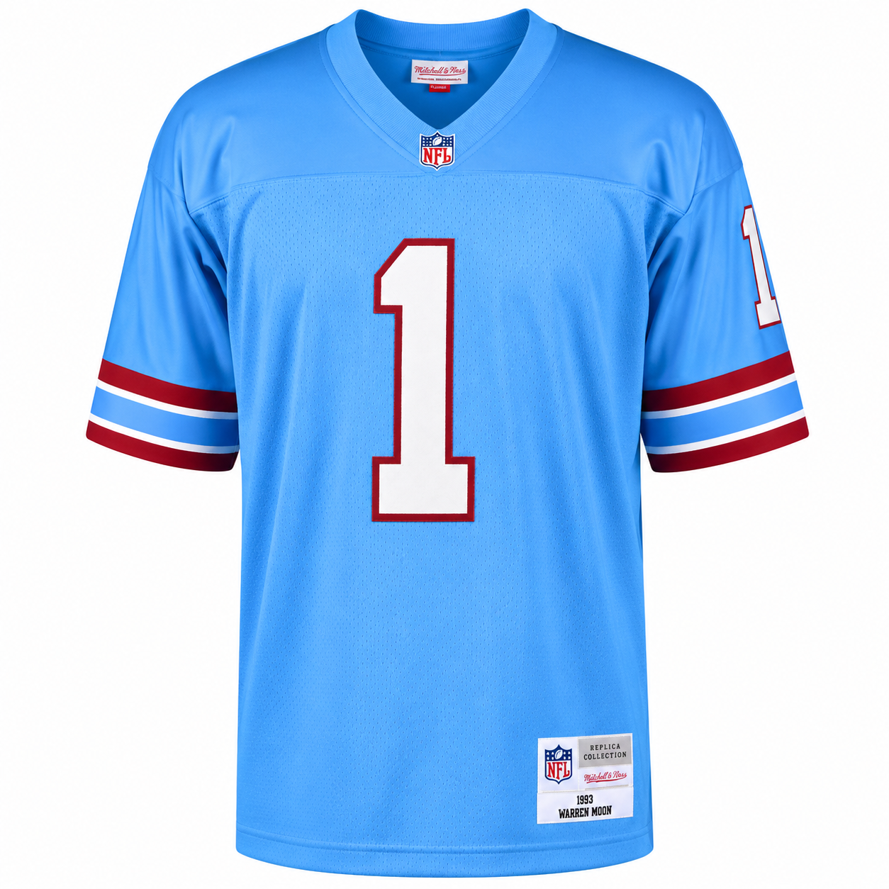 Men's Houston Oilers Warren Moon Mitchell & Ness Light Blue Legacy Replica Jersey