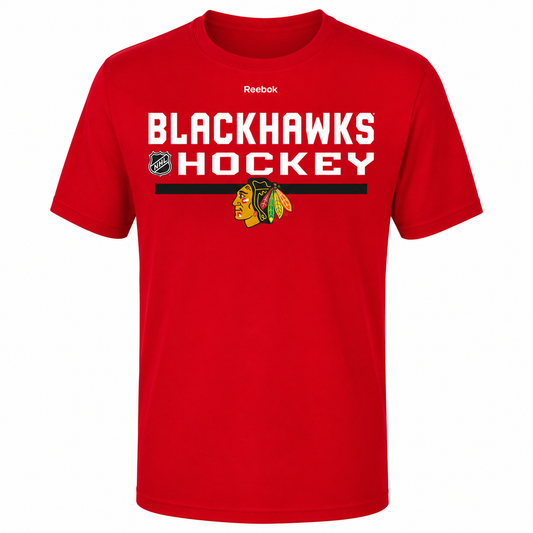 Chicago Blackhawks Youth Center Ice Play Dry Short Sleeve Tee-Red