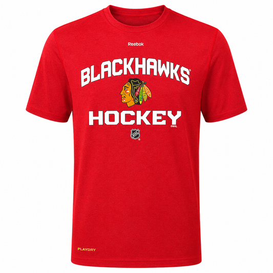 Youth Chicago Blackhawks ReebokCenter Ice Locker Status Speedwick T-Shirt-Red