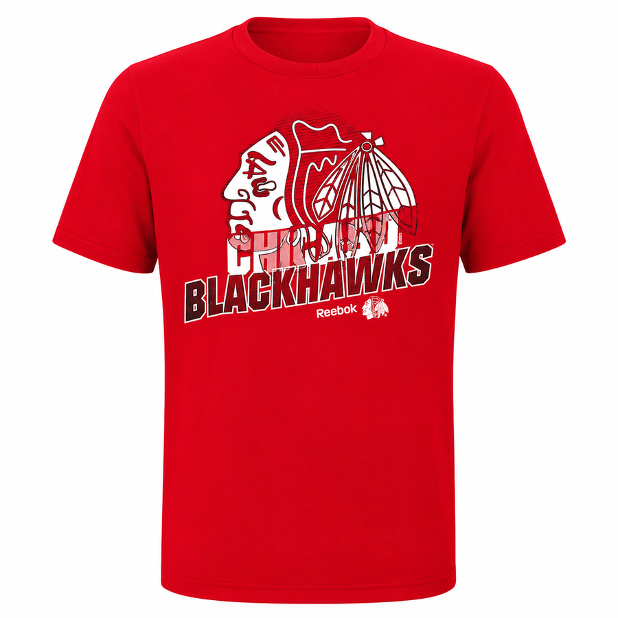 Youth Chicago Blackhawks Tonal Gel Print Tee By Reebok