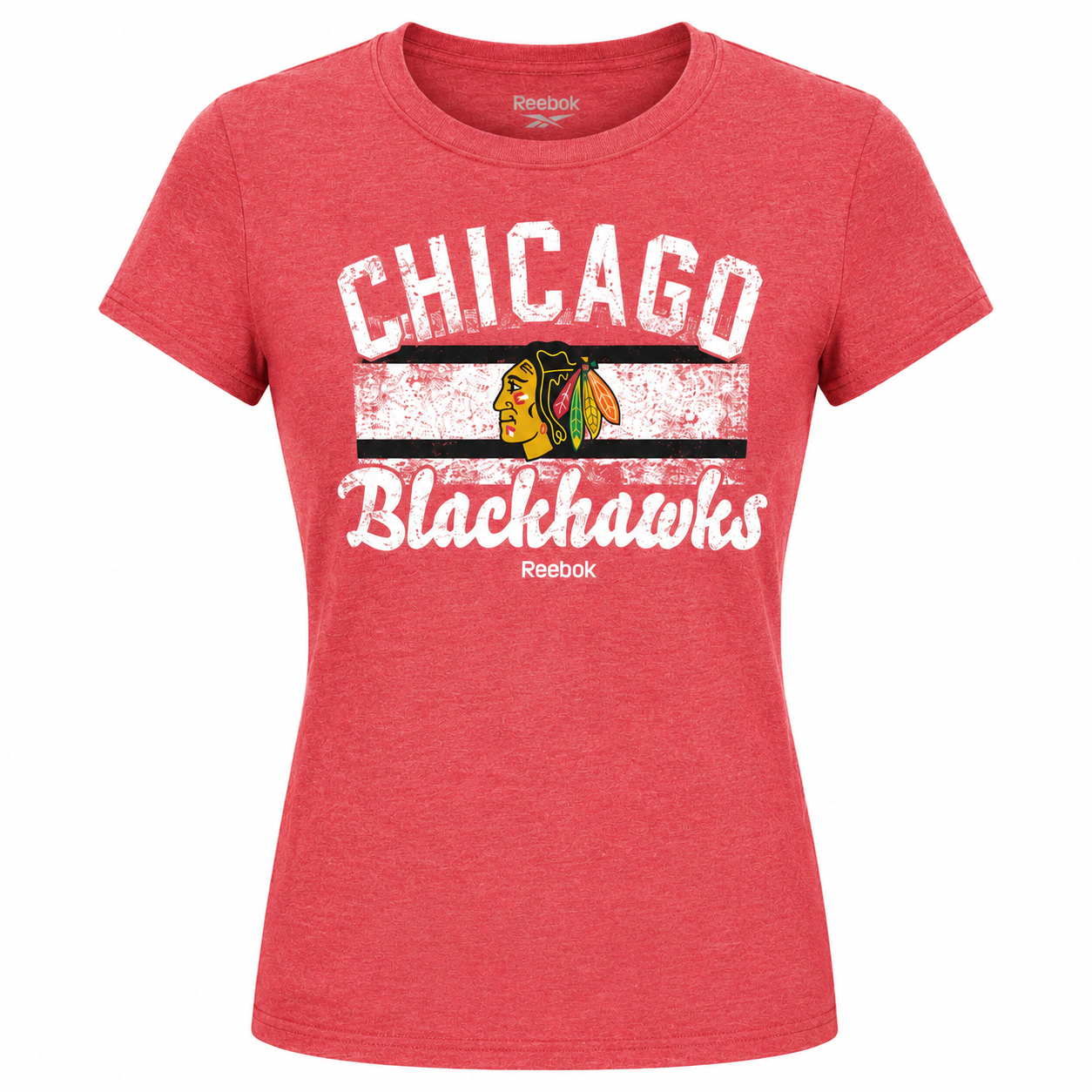 Womens Chicago Blackhawks Reebok Bar Red T-Shirt