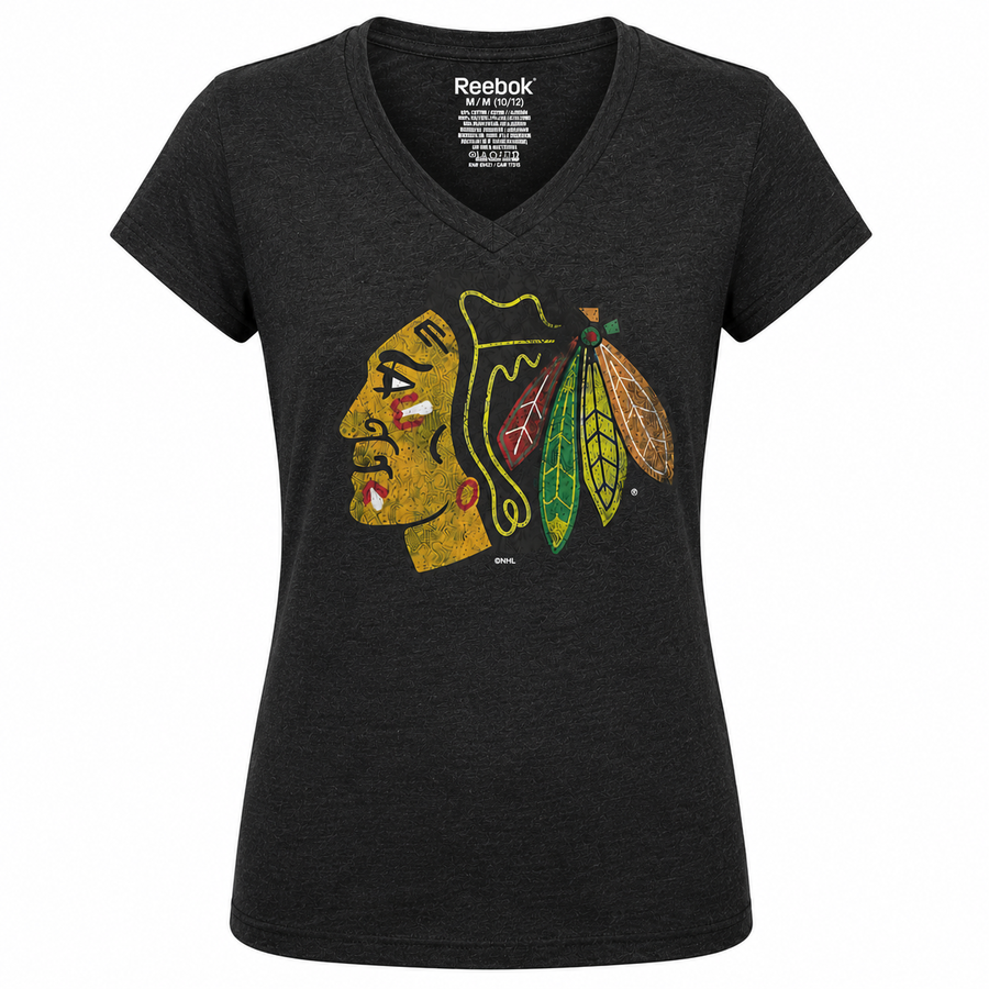 Youth Girls Chicago Blackhawks Distressed Logo S/S Tee By Reebok