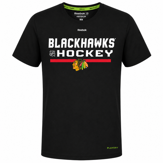 Chicago Blackhawks Youth Center Ice Play Dry Short Sleeve Tee-Black