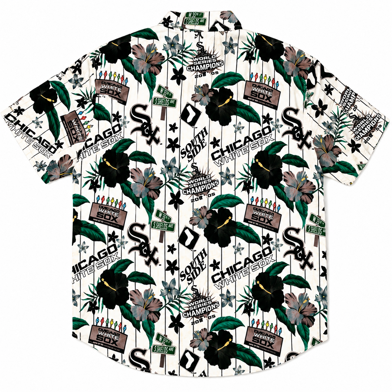 Men's Chicago White Sox White Floral Button Down Hawaiian Shirt