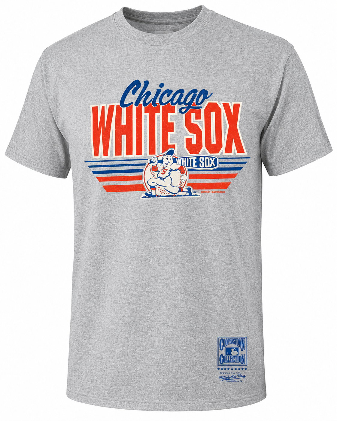 Men's Chicago White Sox Mitchell And Ness Cooperstown Collection Heather Gray 1948 Logo Tee