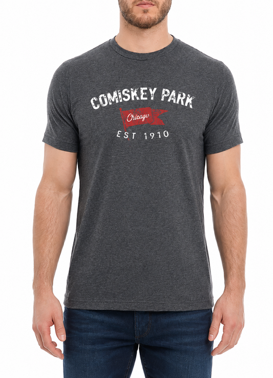 Men's Comiskey Park Brushcraft Est. Flag Short Sleeve Tee-Heather/Charcoal