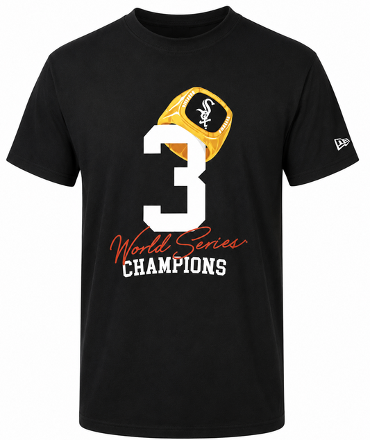 Mens Chicago White Sox New Era 3 Rings World Series Champions T-Shirt