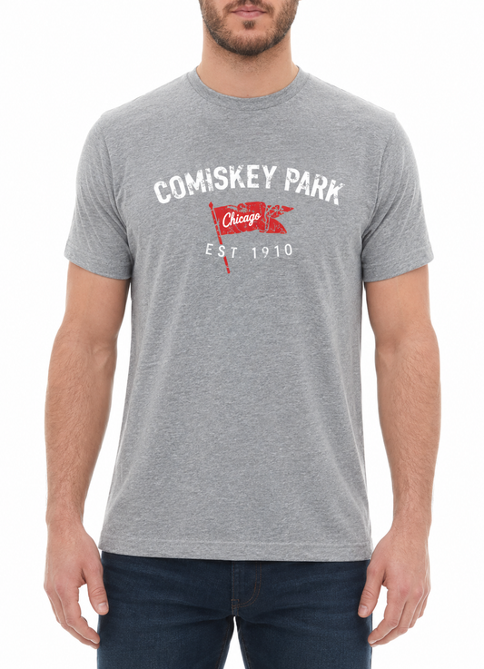 Men's Comiskey Park Brushcraft Est. Flag Short Sleeve Tee-Heather/Grey