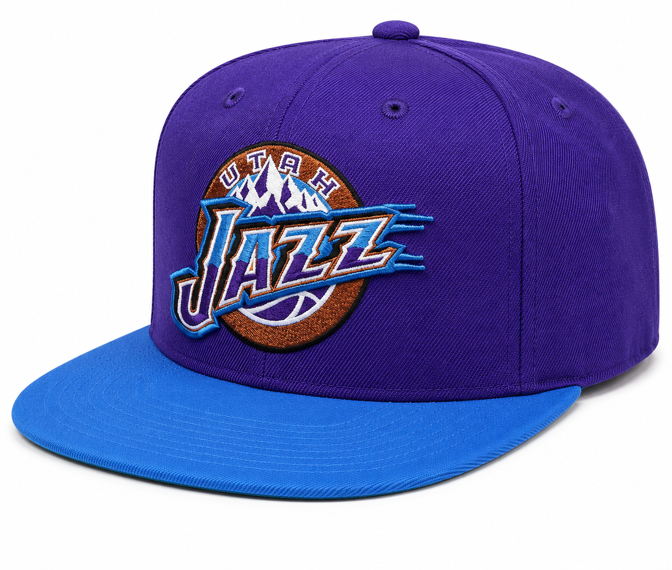 Men's Mitchell & Ness Utah Jazz NBA Core Basic HWC Snapback Hat-Purple/Teal
