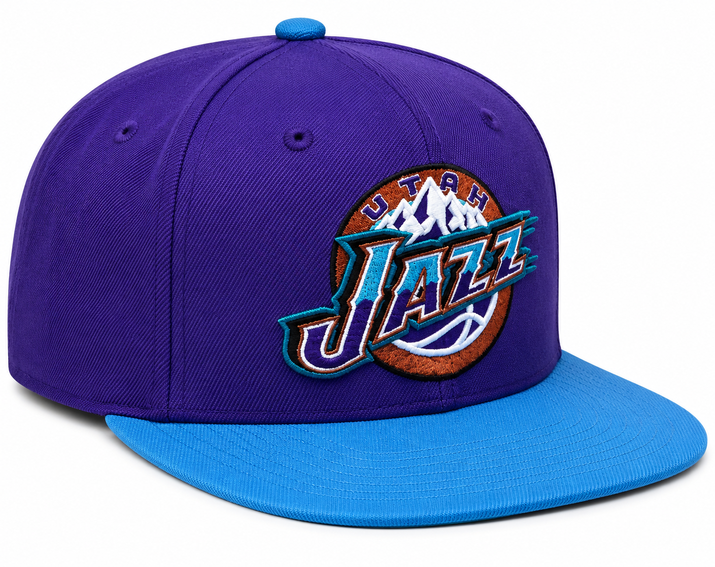 Men's Mitchell & Ness Utah Jazz NBA Core Basic HWC Snapback Hat-Purple/Teal