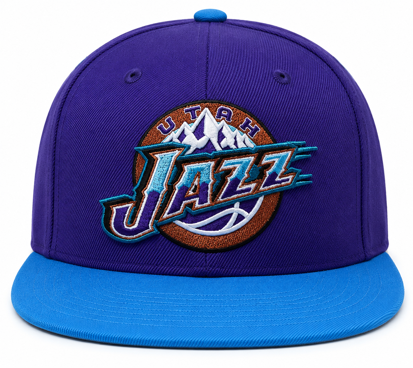 Men's Mitchell & Ness Utah Jazz NBA Core Basic HWC Snapback Hat-Purple/Teal