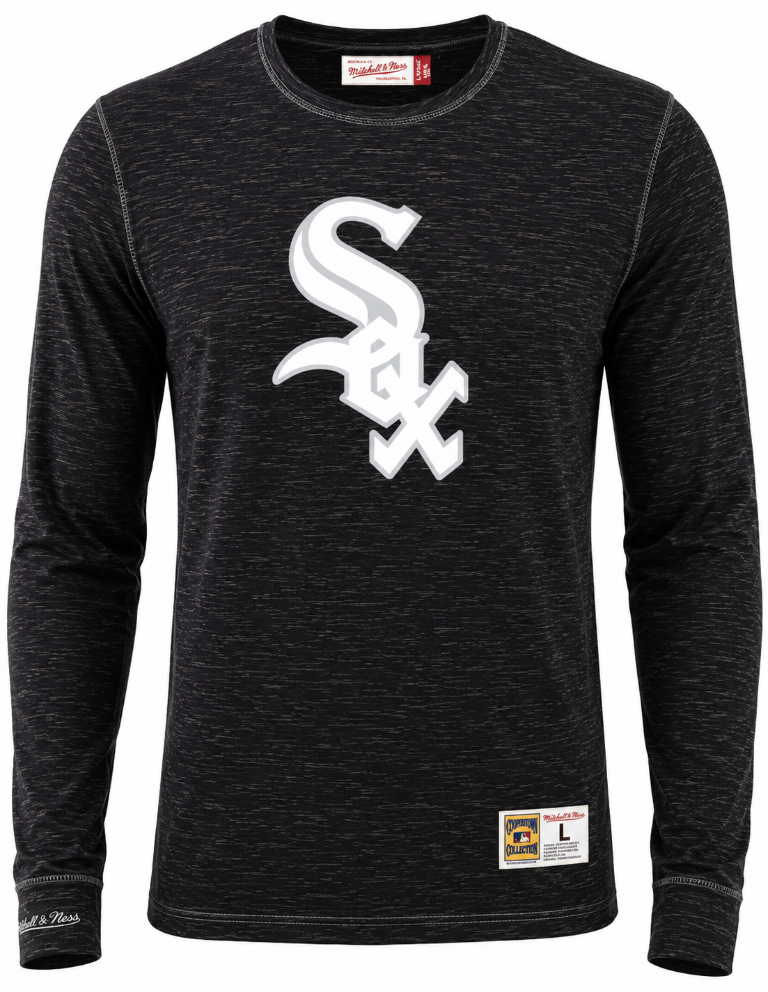 Men's Chicago White Sox Cooperstown Collection Black Legendary Slub Long Sleeve Tee