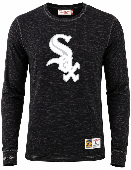 Men's Chicago White Sox Cooperstown Collection Black Legendary Slub Long Sleeve Tee