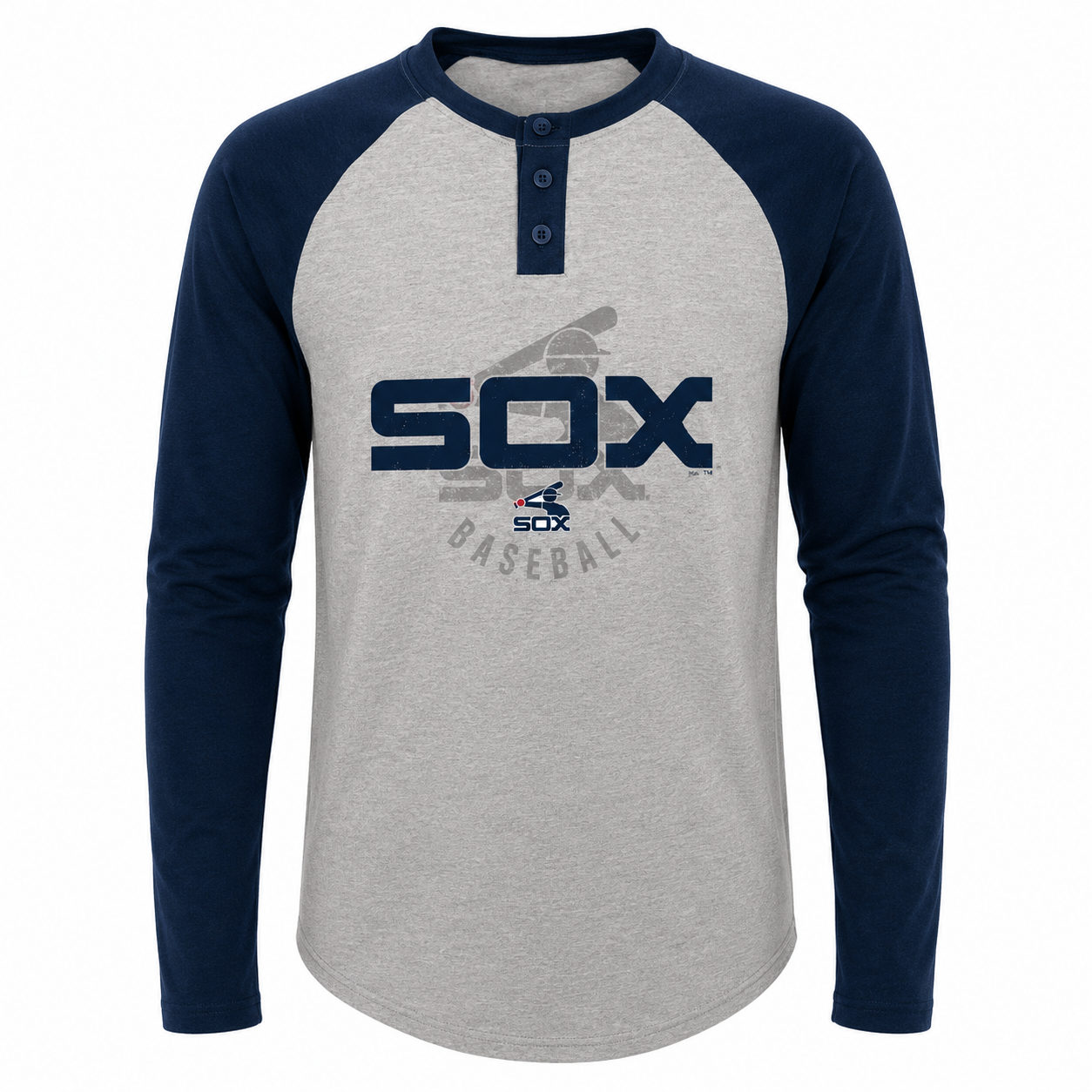 Youth Chicago White Sox MLB American Athletic Raglan Long Sleeve Henley Tee