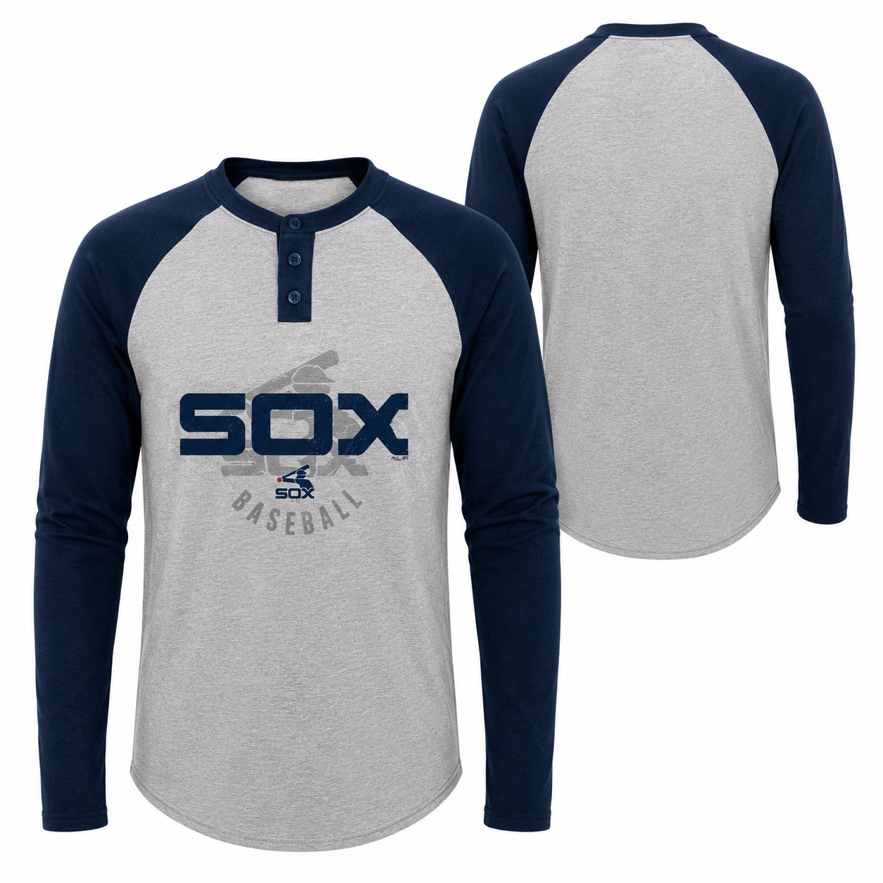 Youth Chicago White Sox MLB American Athletic Raglan Long Sleeve Henley Tee