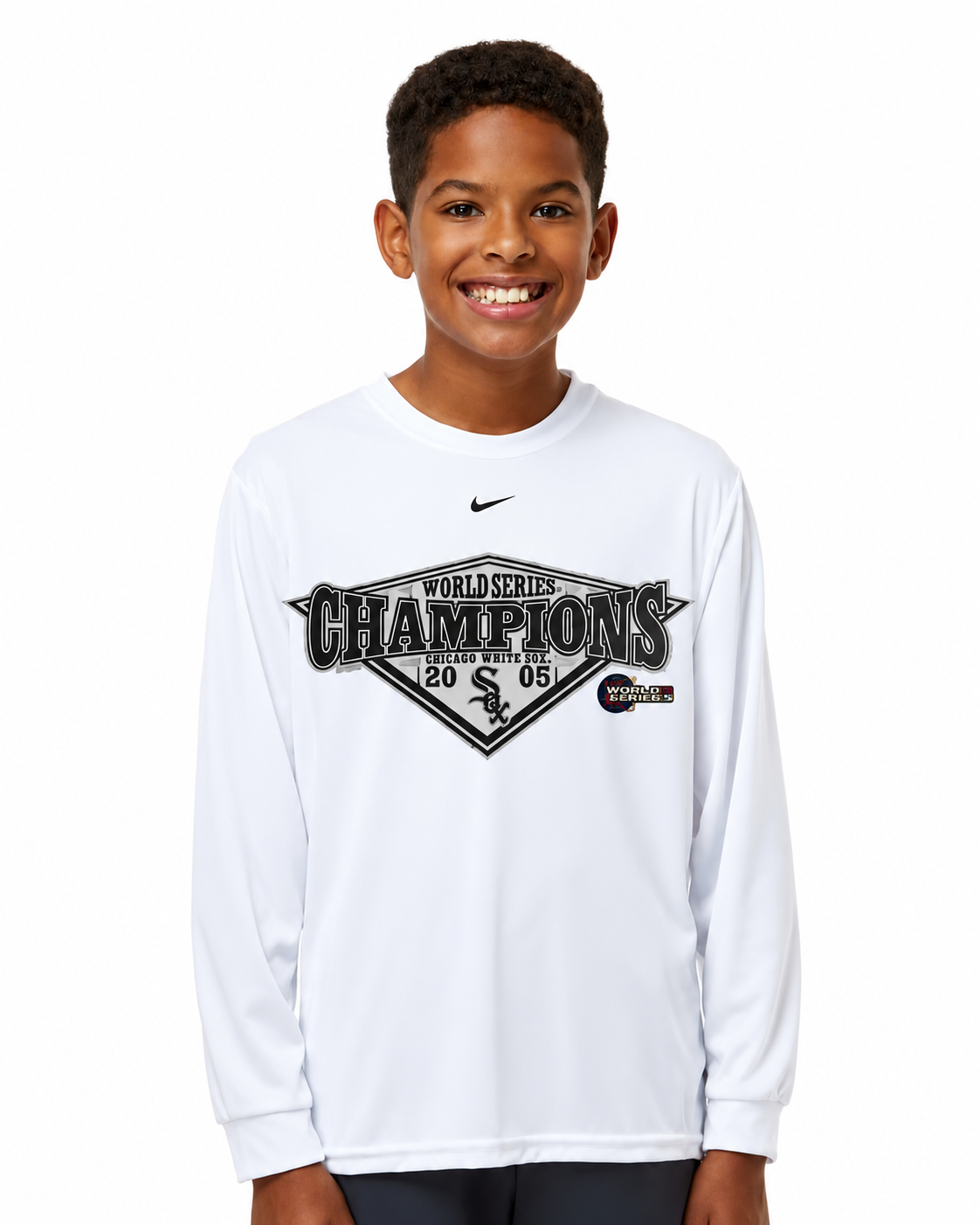 Youth Chicago White Sox 2005 World Series Champions Nike White Long Sleeve Tee