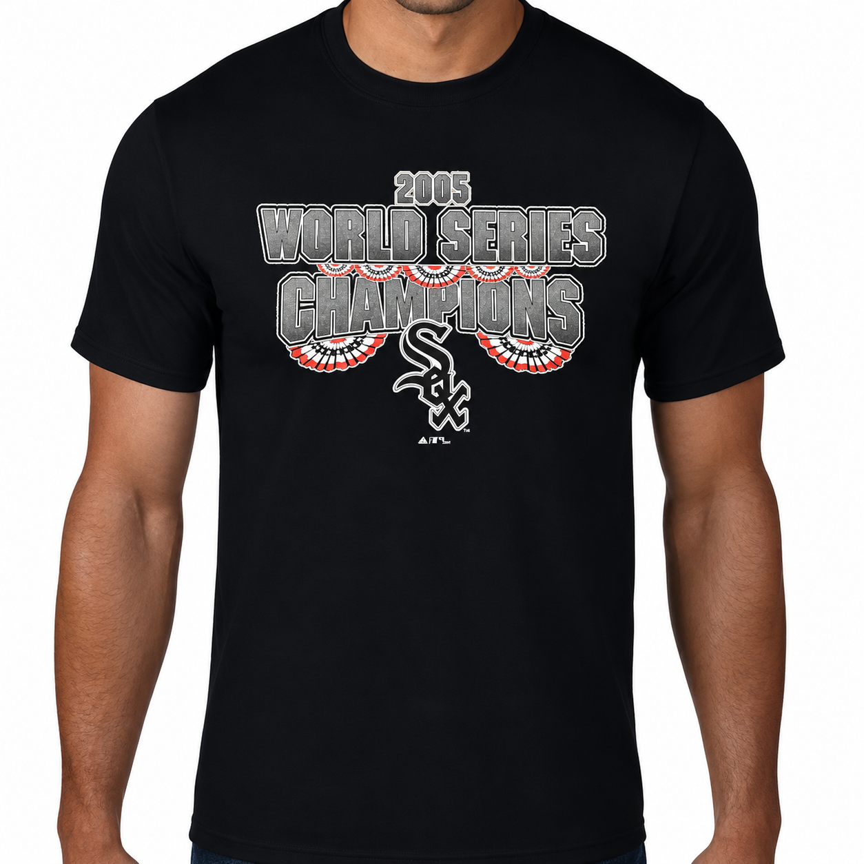 adidas Men's Chicago White Sox 2005 World Series Champions Bunting Black Tee