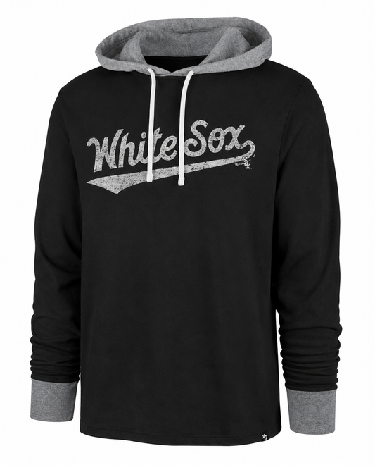 '47 Brand Men's Chicago White Sox Flint Black Domino Hooded Long Sleeve Tee
