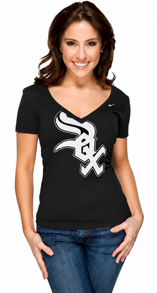 Women's Chicago White Sox Big Logo V-Neck T-Shirt
