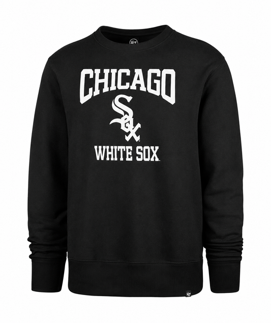 Men's '47 Brand Chicago White Sox Black Top Team Headline Crew Neck Sweatshirt