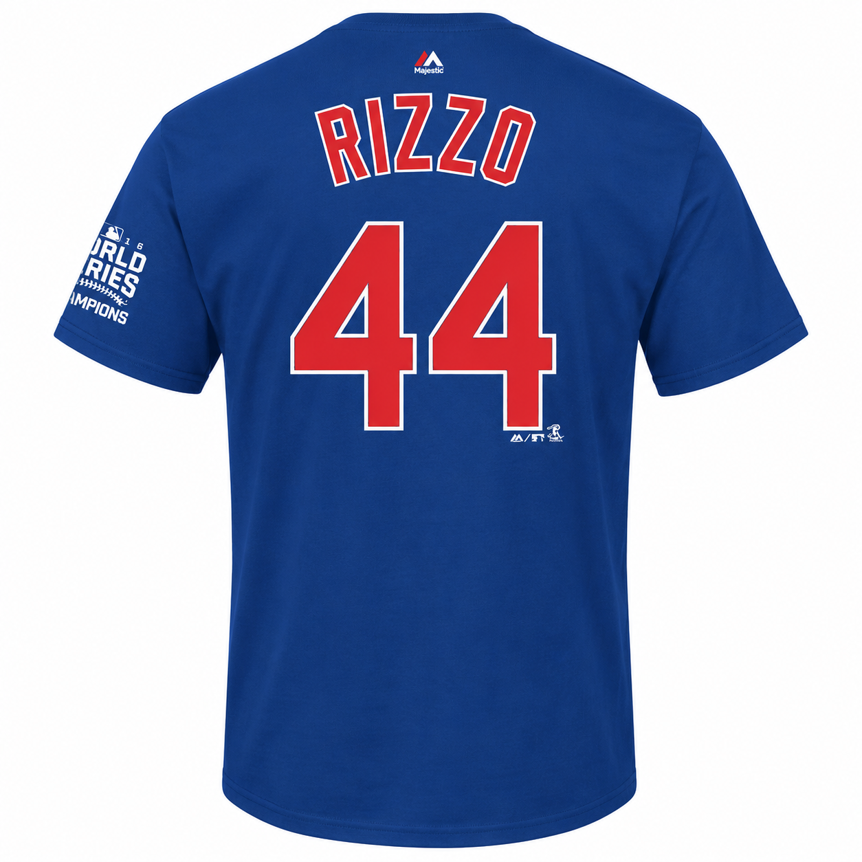 Youth Chicago Cubs Anthony Rizzo Majestic Royal 2016 World Series Champions Name & Number T-Shirt